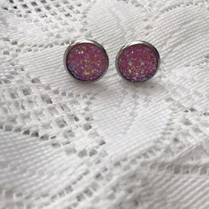Pink pierced earrings
